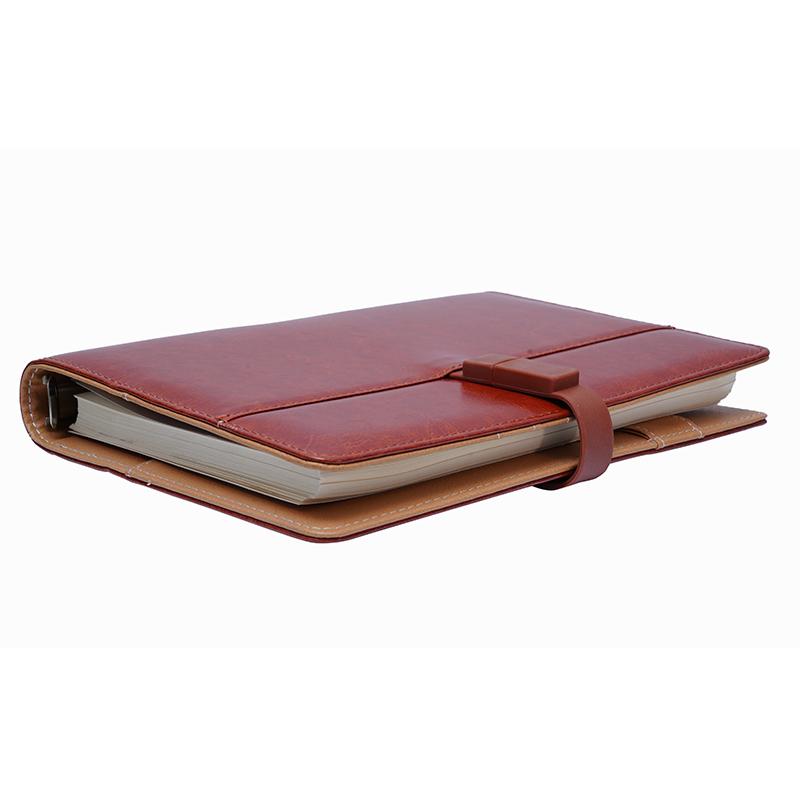 Custom Pu Leather Notebook With Usb & Closing Flap With Card Holder And Pockets